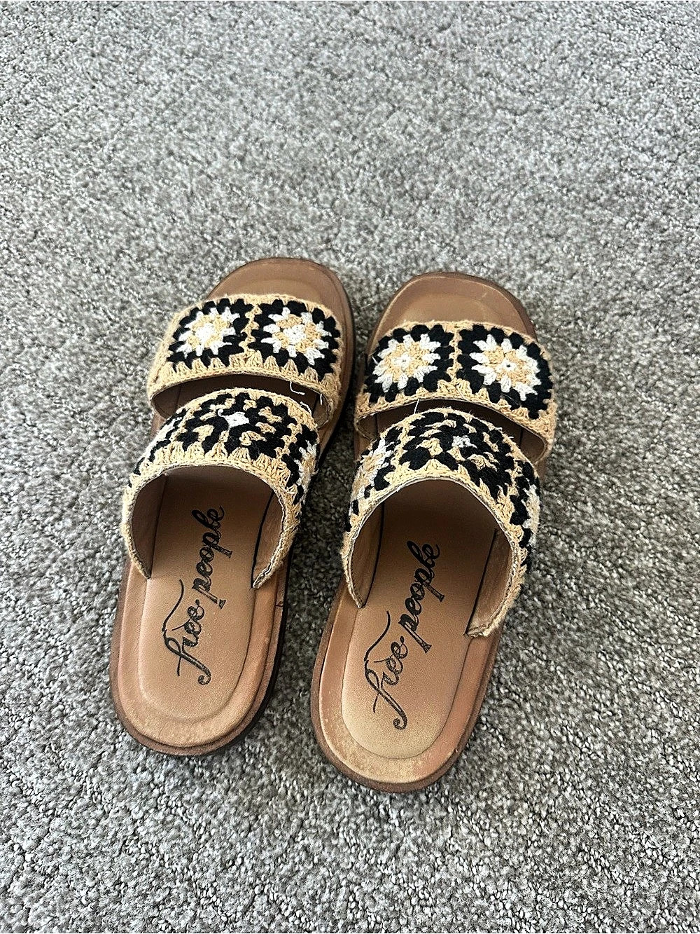 Free People Juliet Crochet Slide Sandal Black & Brown